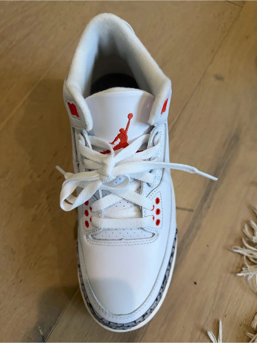 Nike Women's White and Orange Leather Air Jordan 3s